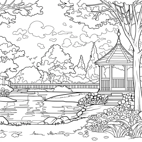 Beautiful Lakeside Pavilion Scenery