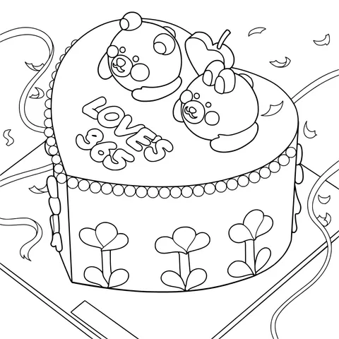 Heart - shaped Cake and Adorable Pets