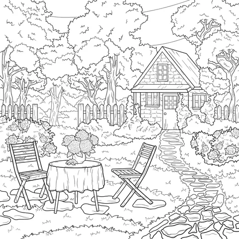 Idyllic Courtyard Scene