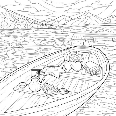 Leisure time in a boat on the lake