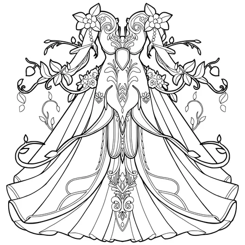 Ornate Long Dress with Floral Decorations