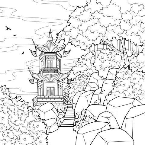 山林中的中式宝塔