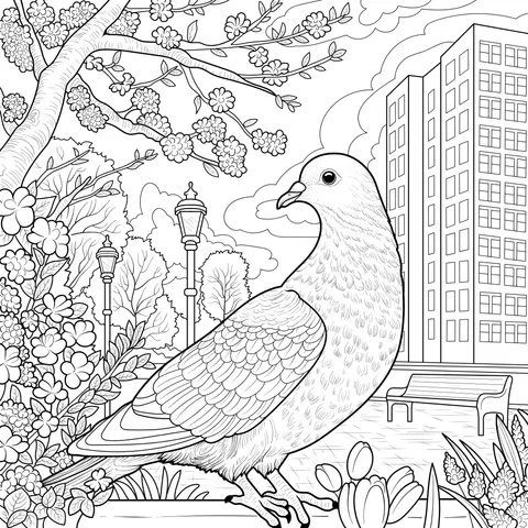 Pigeon in the City Garden