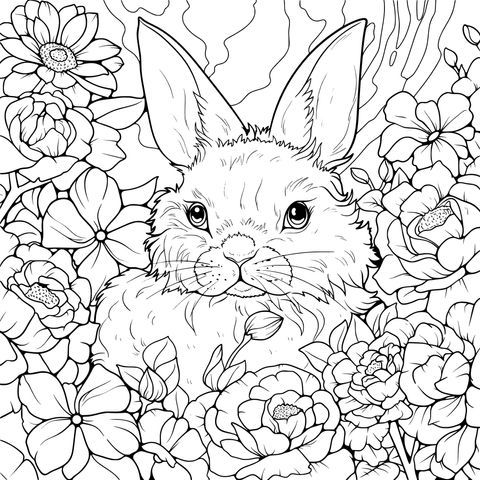 花の中のウサギ