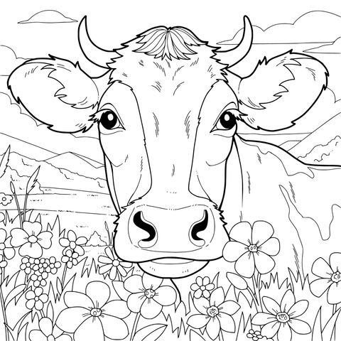 Cow in the Flower Bed
