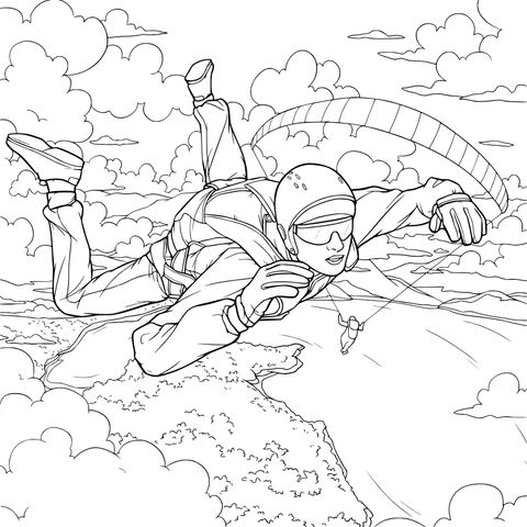 空中のスカイダイバー