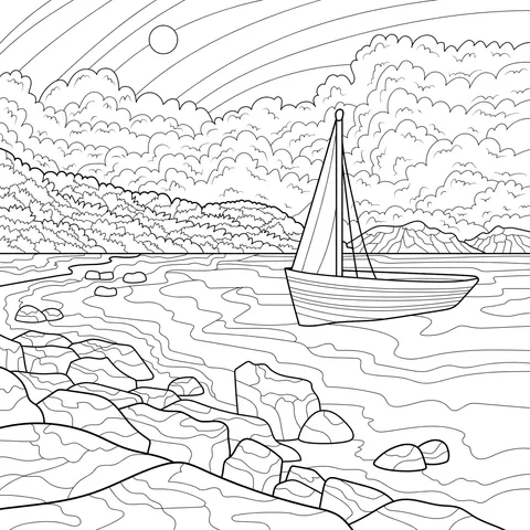 Sailboat Scenery by the Seashore