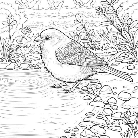 Sparrow by the Stream