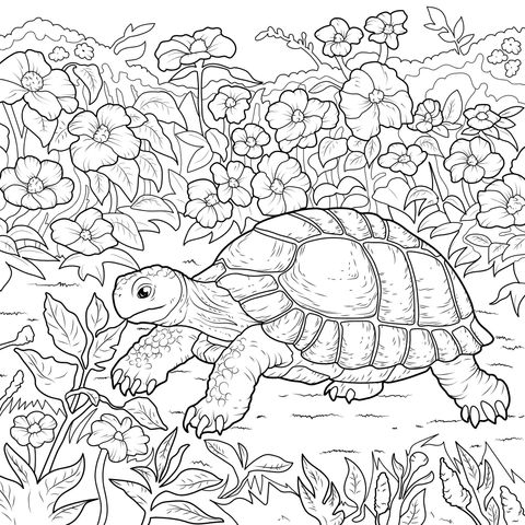 Turtle in the Flower - bed