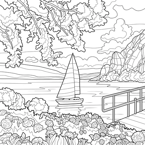 Spring Lake View with Sailboat