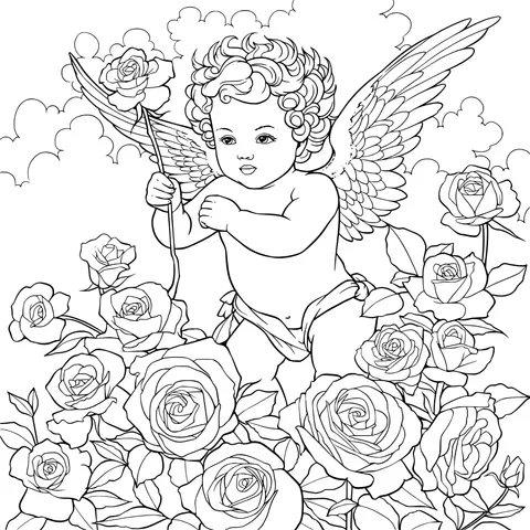 Little Angel in the Flower Bed