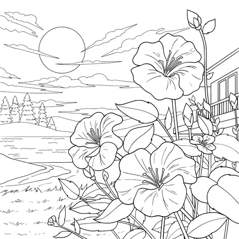 Beautiful Flowers by the Lakeside