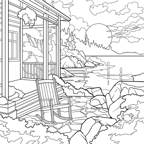Serene Dusk by the Lakeside Cabin