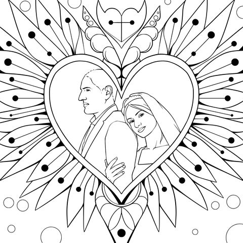Romantic Heart - shaped Couple Illustration