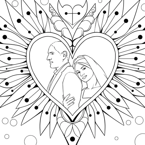 Romantic Heart - shaped Couple Illustration