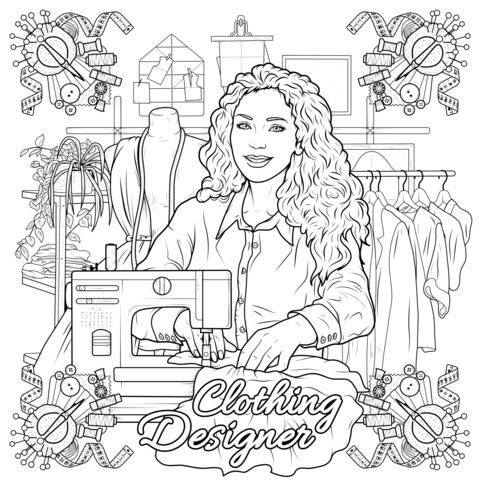 Coloring Page of a Clothing Designer