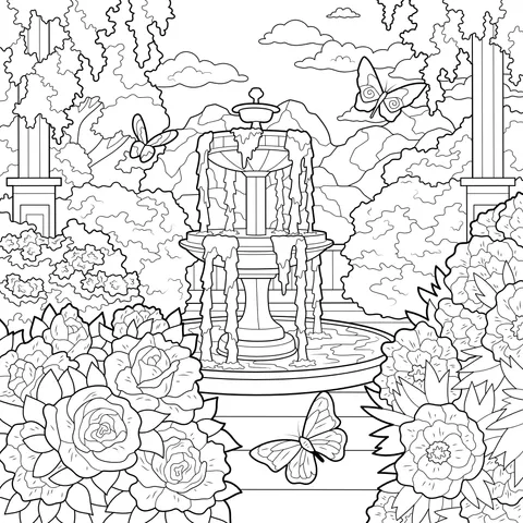 Beautiful Fountain in the Garden