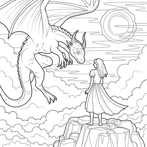 A Girl and a Flying Dragon in Gaze