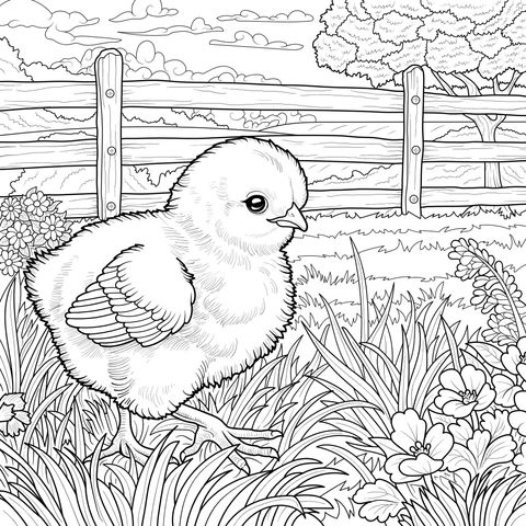 Pollito Amarillo Pequeño en la Hierba