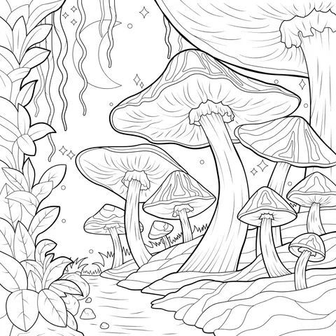 Dreamy Mushroom Night Scene