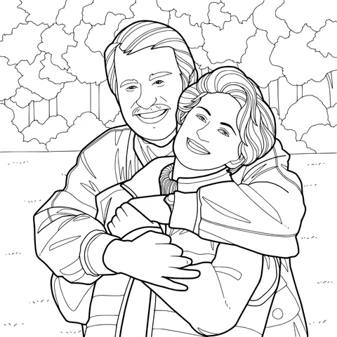 Warm Hug of an Elderly Couple