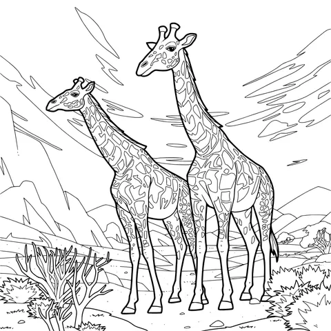 Two giraffes on the savanna