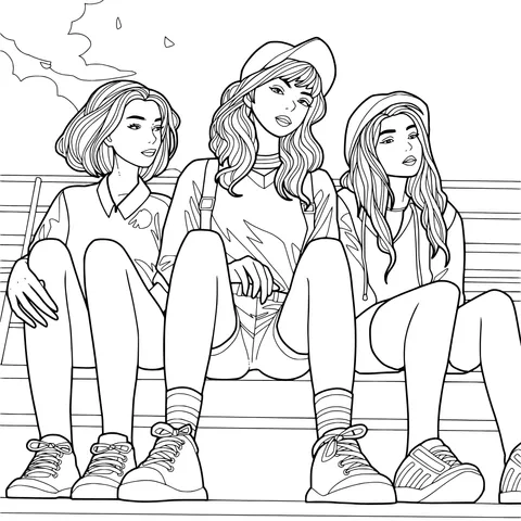 Three girls sitting together