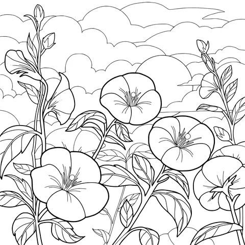 Purple Flowers under the Setting Sun
