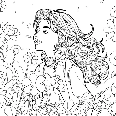 Woman in the Flower - bed