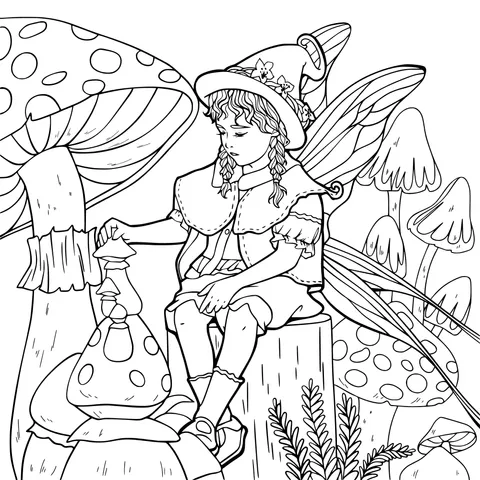 The Fairy in the Mushroom Grove