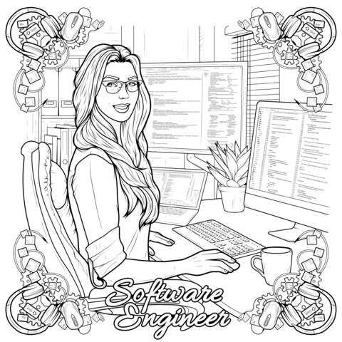 Software Engineer - Themed Coloring Page