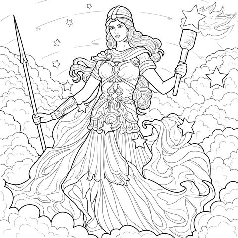 Goddess Holding a Torch and a Spear