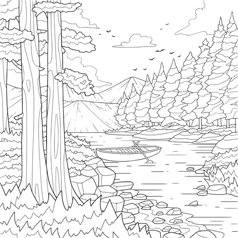 Dusk Beauty of the Riverside Forest