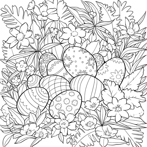 Easter Eggs in the Flower Bed