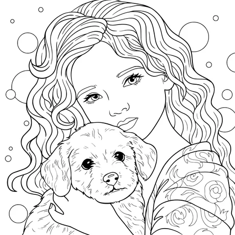 A Heart - warming Moment of a Girl and Her Puppy