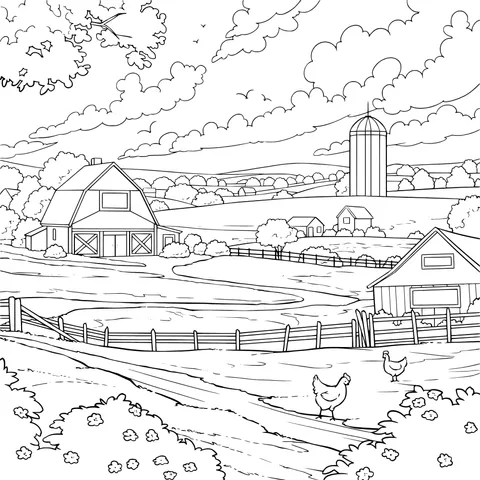 Peaceful Rural Farm Landscape