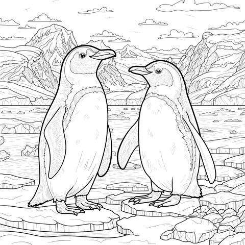 Pinguins no campo de gelo