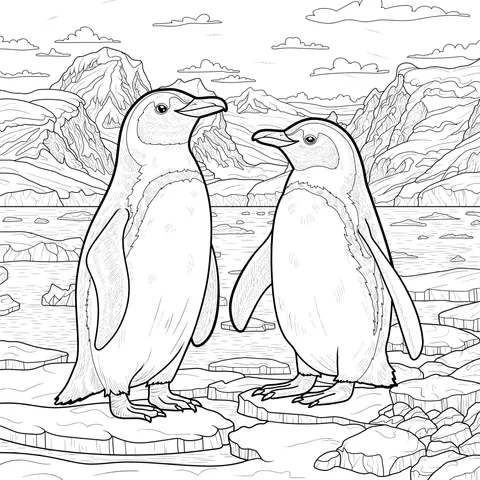 Penguins on the Ice - field