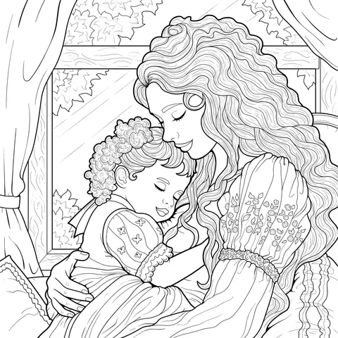 Mother and child embrace warmly