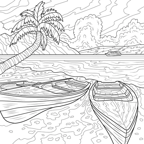Boats on the Beach and Sea View