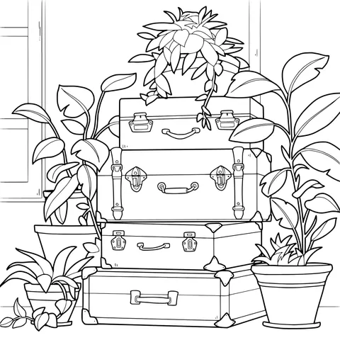 Green Plants and Suitcases