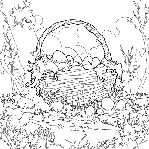 Easter Egg Basket in the Forest