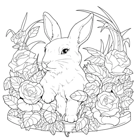 Rabbit in the Flower Bed