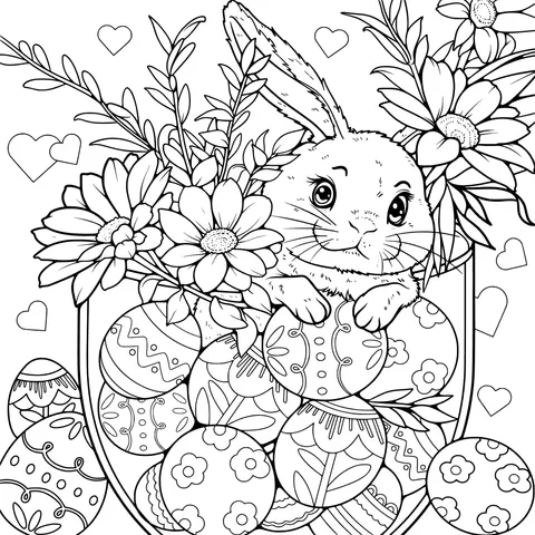 Easter Bunny and Bouquet of Easter Eggs