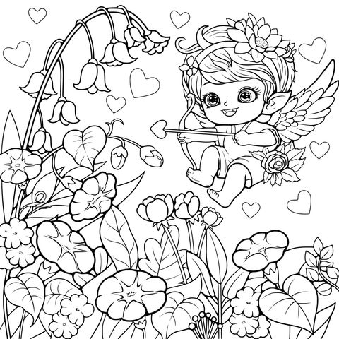 Little angel among the flowers
