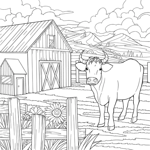 Cow and Barn in the Countryside