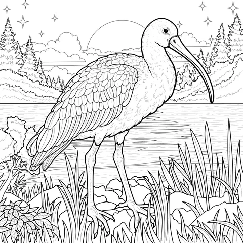 Waterbird under the Setting Sun