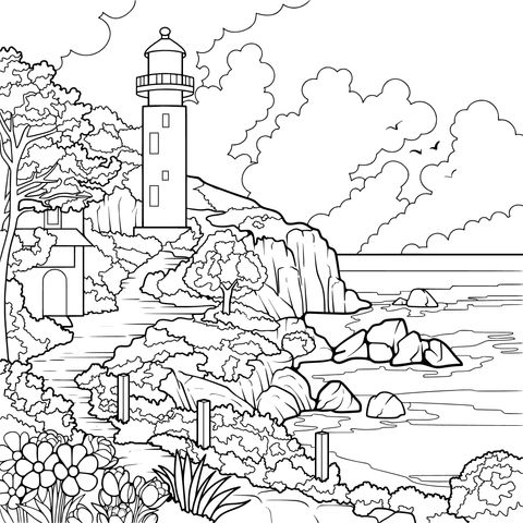 海边的灯塔美景