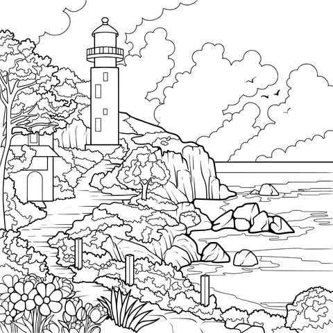 Beautiful Scenery of a Lighthouse by the Sea