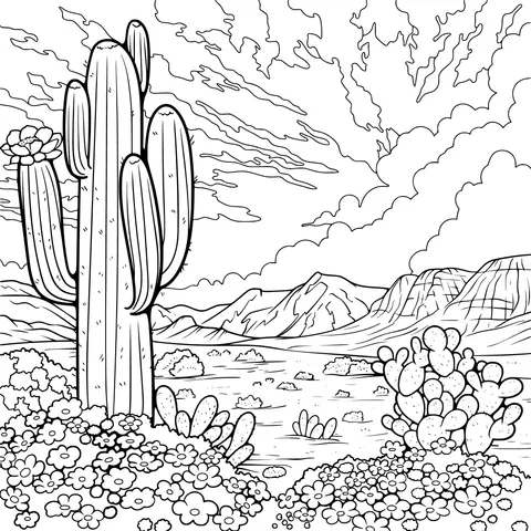 Colorful Cactus Landscape in the Desert